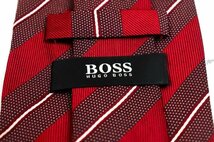 ヒューゴボス ブランド ネクタイ シルク ストライプ柄 伊製生地 高級 メンズ レッド HUGO BOSS ドイツ高級紳士服ブランド_画像4