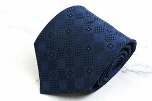  Moschino brand necktie check pattern .. pattern floral print fine pattern pattern silk made in Japan men's navy MOSCHINO