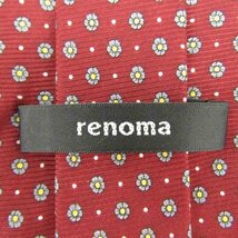 レノマ ブランド ネクタイ 花柄 ドット 小紋柄 シルク 韓国製 メンズ ワインレッド renoma_画像4