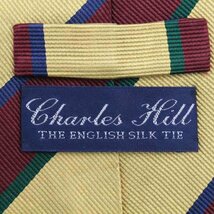 【良品】 チャールズヒル Charles Hill ストライプ柄 シルク 英製生地 ライン柄 メンズ ネクタイ イエロー_画像5