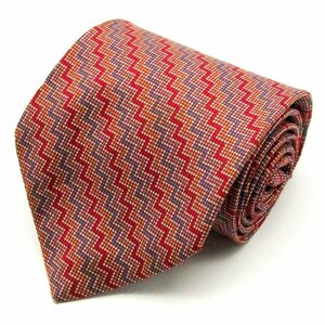  Missoni brand necktie stripe pattern dot geometrical pattern silk Italy made men's red Missoni