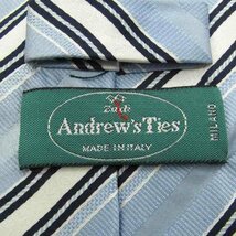 アンドリューズタイズ ブランドネクタイ ストライプ柄 アイビーストライプ シルク イタリア製 メンズ ブルー Andrew's Ties_画像4