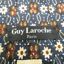 ギラロッシュ ブランドネクタイ 花柄 小紋柄 幾何学模様 シルク イタリア製 メンズ ネイビー Guy Laroche_画像4