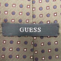 ゲス ブランドネクタイ ドット 幾何学模様 シルク 日本製 メンズ ブラウン Guess_画像4