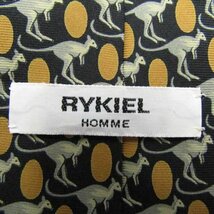 リキエル オム ブランドネクタイ チェック柄 動物柄 シルク メンズ ネイビー RYKIEL HOMME_画像4