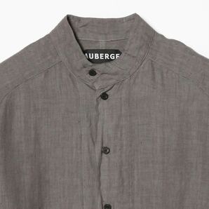 【未使用】auberge portier 定価45100円 スタンドカラーシャツ 42 Lサイズ カスリ グレー ヴィンテージの画像3