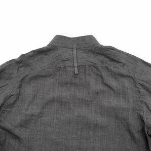 【未使用】auberge portier 定価45100円 スタンドカラーシャツ 42 Lサイズ カスリ グレー ヴィンテージの画像6