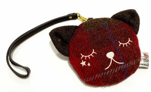 極美品 Harris Tweed ハリスツイード 定期券入れ 定期入れ 定期ケース ポーチ 猫 ねこ