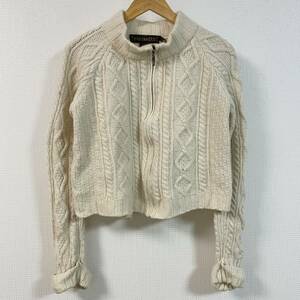 ★INIS CRAFTS イニス クラフト★セーター ニット カーディガン 100%MERINO WOOL ジップアップ 上着 ロングスリーブ ショート丈 S/TT7150