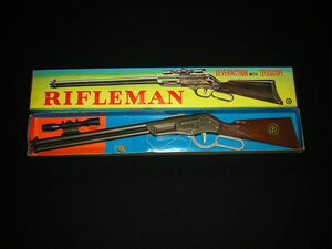 在庫ラスト！⑪昭和レトロ　マツシロ　RIFLEMAN スコープ付　ライフル　コルク銃　問屋品未使用　日本製　ブリキ　お祭り 夜店　タカトク