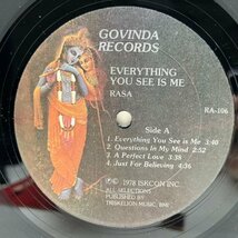 【COMMON Take It Ez サンプリングネタ】ほぼ美盤!! USオリジナル RASA Everything You See Is Me ('78 Govinda) AOR／LIGHT MELLOW_画像3