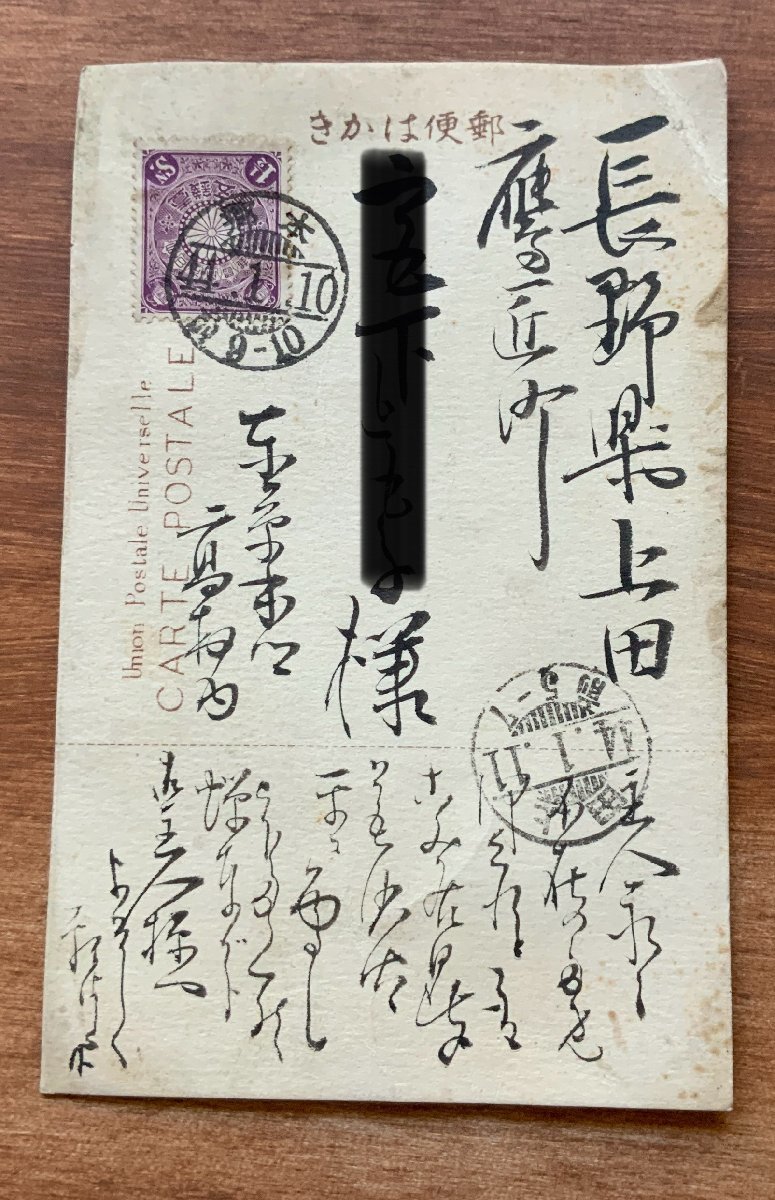 FF-7984 ■Shipping included■ Nagano Prefecture Meiji 44 postmark picture painting flower letter art chrysanthemum stamp prewar postal Shinano postcard entire postal photo old photo/Kura, Printed materials, Postcard, Postcard, others