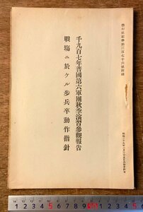 RR-6030■送料込■1907年普国第六軍団秋季演習参観報告 歩兵卒動作指針 冊子 本 古本 古書 資料 旧日本軍 軍隊 明治41年 26P 印刷物/くKAら