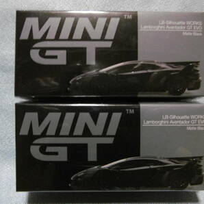 未開封新品 MINI GT 502 LB-Silhouette WORKS Lamborghini Aventador GT EVO Matte Black 左右ハンドル 2台組の画像1