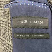 ザラ【モテる一着】ZARA テーラードジャケット　チェック　刻印ボタン　グレー　ドット　水玉　L位_画像7