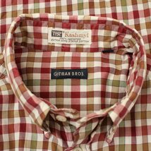 GITMAN BROS ギットマンブラザーズ BDシャツ TTX社製生地、Kashmyl使用 赤茶×白×鶯色のチェック柄 M （w-2321127）_画像5