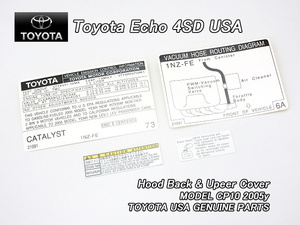 プラッツCP10後期/TOYOTA/トヨタECHOセダン純正ラベルUSエンジンルーム4点セット(05y最終)/USDM北米仕様エコ4ドアPlatzステッカーUSAシール