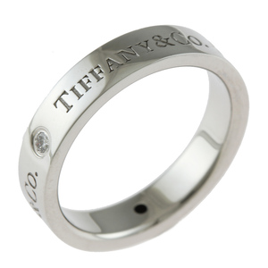 ティファニー フラットバンドリング リング 指輪 11号 Pt950プラチナ ダイヤモンド レディース TIFFANY&Co. 中古 美品