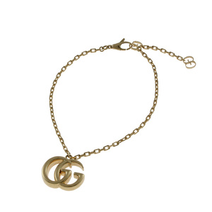  Gucci GUCCI двойной G браслет 18 золотой K18 желтое золото женский б/у прекрасный товар 