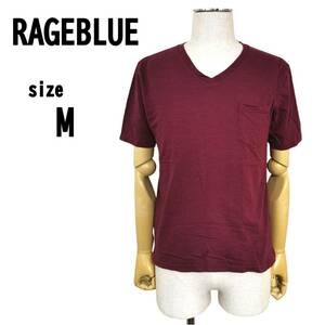 【M】RAGEBLUE レイジブルー メンズ Vネック Tシャツ ワインレッド