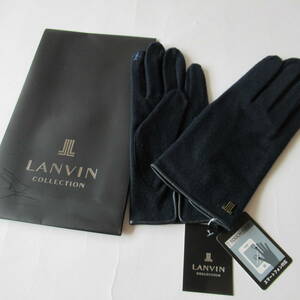 ■■202212即決■ LANVIN ランバン新品ネイビー カシミヤ混グローブ / 手袋 JAL機内販売限定 スマホ対応