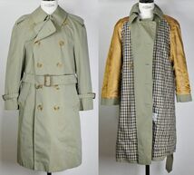 VINTAGE ヴィンテージ Aquascutum アクアスキュータム Aqua 5 玉虫 コットン トレンチコート 36 イギリス製 b7423_画像1