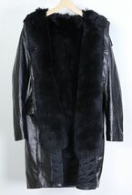 初期 HELMUT LANG ヘルムートラング ヴィンテージ ムートン ファー ライナー付 レザー フード コート モッズコート 黒 46 a9944_画像3