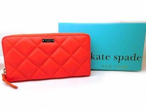 新品同様 ケイトスペード 財布 ■ PWRU1822 ゴールドコースト レイシー ラウンドファスナー サーモンピンク 長財布 kate spade □5L