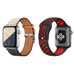 アップルウォッチ バンド applewatch band 2個セット 38mm 40mm series se 6 5 4 3 2 1 ベルト 交換 革 レザー シリコン 赤 黒 紺