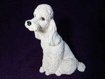 レア ヴィンテージ アメリカ製★プードル ホワイト 白 犬 dog フィギュリン ストーン キャスト 置物 オブジェ フィギュア Marty Sculpture_画像1