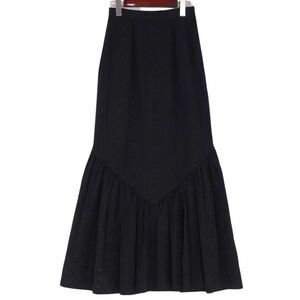 美品 Vintage クリスチャンディオール Christian Dior スカート フレアスカート ギャザー ロング レディース M ブラック cg12os-rm04c14142