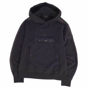 美品 モンクレール MONCLER パーカー 2021 フーディー プルオーバー ロゴ コットン トップス メンズ M ブラック cg12dr-rm05e26473