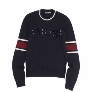  beautiful goods Dolce & Gabbana DOLCE&GABBANA knitted sweater studs wool long sleeve tops men's 46 black cg12mr-rm05c14051