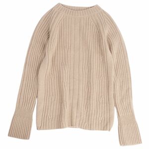  ultimate beautiful goods Hermes HERMES knitted sweater crew neck long sleeve long sleeve Camel tops lady's 34 beige cg12mm-rm10f07878