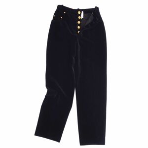  beautiful goods Chanel CHANEL pants long pants velour Gold Logo button rivet bottoms lady's 36 black cg12dr-rm05f08178