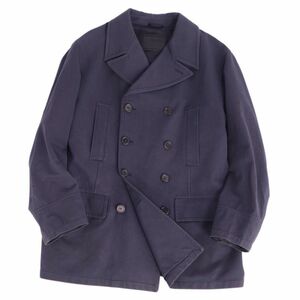 プラダ PRADA コート ピーコート ダブルブレスト コットン 無地 アウター メンズ L ネイビー cg12dr-rm21c14169