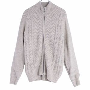 美品 アクアスキュータム Aquascutum ニット セーター ハイネック ケーブルニット モヘア ウール ジップアップ トップス cg12de-rm05c14209