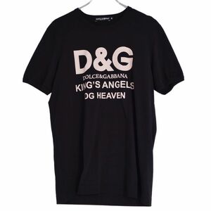 美品 ドルチェ&ガッバーナ DOLCE&GABBANA Tシャツ カットソー ショートスリーブ コットン ブリントロゴ メンズ 48 cg12dn-rm05c14230