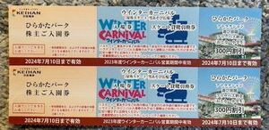 京阪電車　ひらかたパーク株主優待券