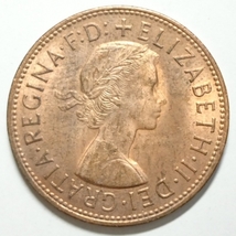 【イギリス】1ペニー銅貨 1967年 約31mm (3)_画像2