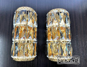 1 jpy ~ new goods wall hanging chandelier 2 piece set Gold plating 24 surface angle crystal angle beads gold . mountain salon bus man. castle tourist bus deco truck C1679S