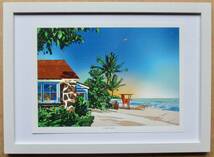 鈴木英人「SUNSET BEACH」A4新品額入り_画像1