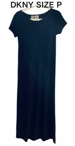 used DKNY Donna Karan long One-piece party dress black rayon size P