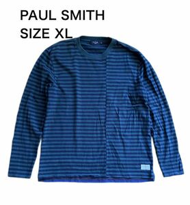 【送料無料】中古 PAUL SMITH ポールスミス 長袖 カットソー Tシャツ ボーダー ツートン切替 サイズXL