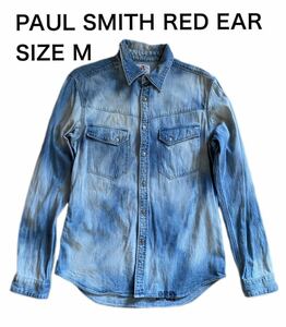 【送料無料】中古 PAUL SMITH RED EAR レッドイアー デニムシャツ ウォッシュ加工 ヴィンテージ サイズM