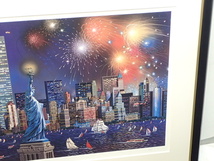 12032[TS]■アレクサンダーチェン■ 『Manhattan Celebration』 リトグラフ エディションNo. 肉筆サイン有/額装 絵画_画像4