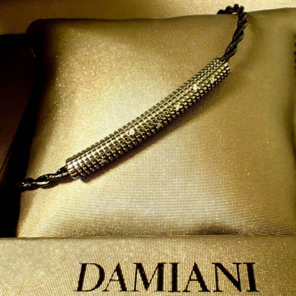 ダミアーニ DAMIANI K18WG ダイヤモンド メトロポリタン レザー ブレスレット ブラック メンズ ブラックコーティング ケース付 レディース