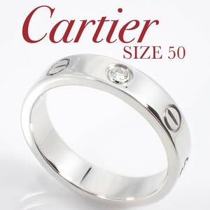 カルティエ Cartier K18WG ダイヤモンド 1pd ミニラブリング 50号 ケース付 ホワイトゴールド #50