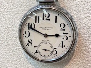 ROLEX Rolex RAILWAY MARCONI white face hand winding railway clock pocket watch /B7308