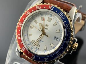 [A1245]1円～☆メンズ腕時計 クォーツ BREIL GMT 動作品 ペプシベゼル F548